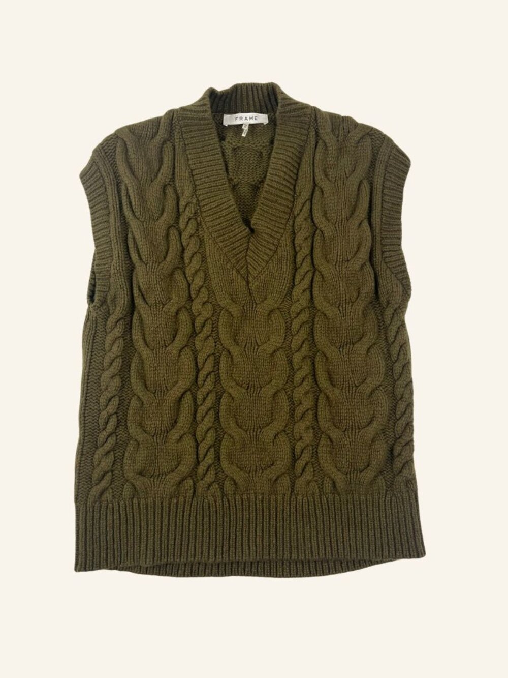 FRAME Cable Knit Boxy Sweater Vest